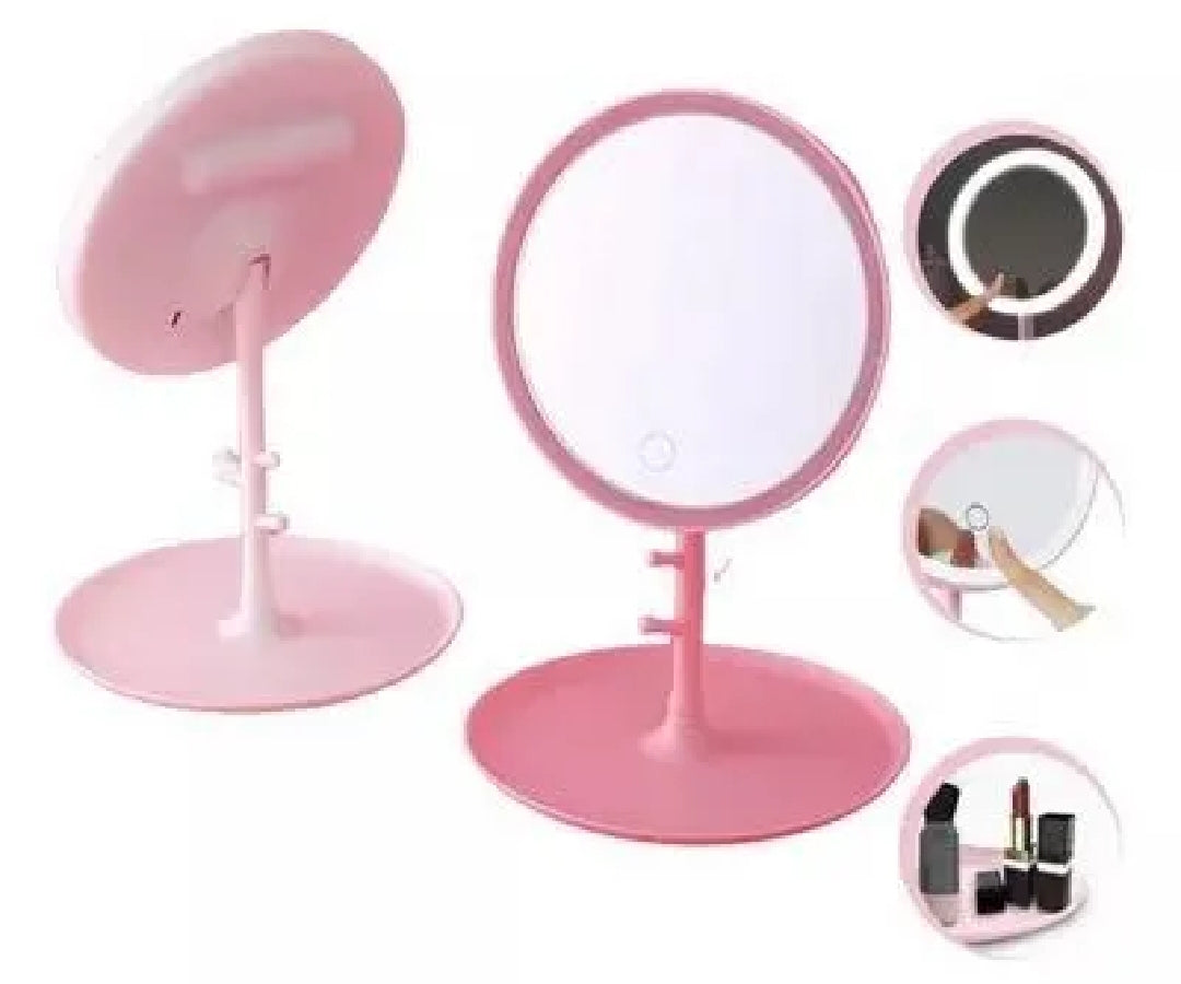 ESPEJO LUZ LED ROSADO