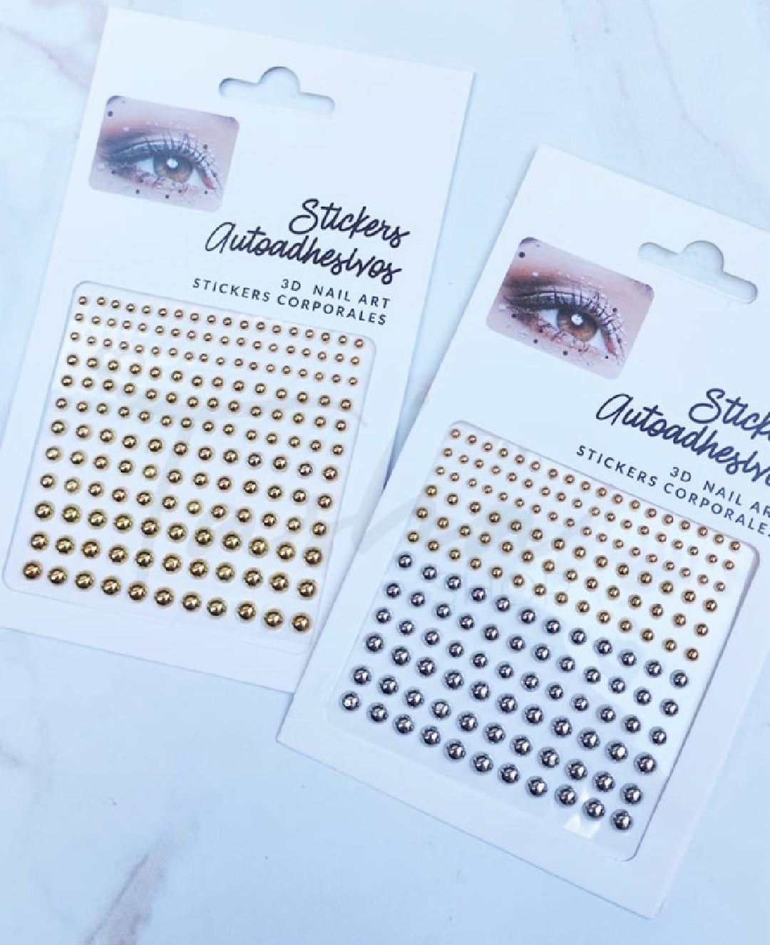 STICKER FACE PERLAS DORADA