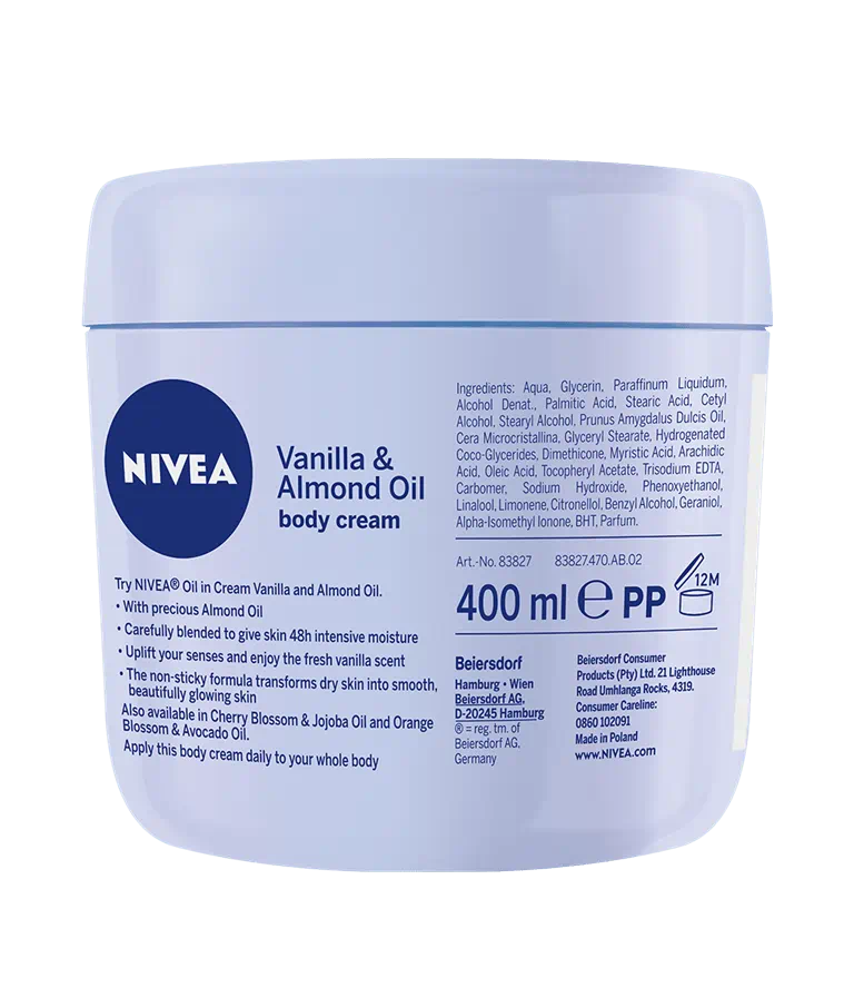 CREMA CORPORAL DE VAINILLA Y ACEITE DE ALMENDRA 400 ml