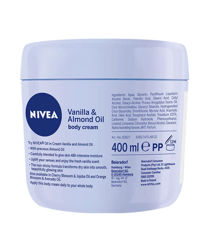 CREMA CORPORAL DE VAINILLA Y ACEITE DE ALMENDRA 400 ml