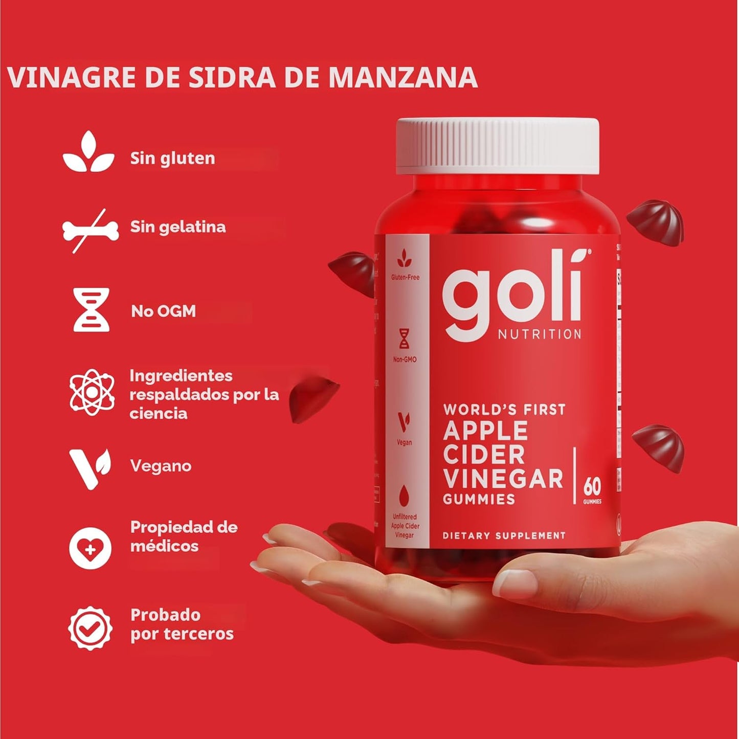 GOMITAS DE VINAGRE DE SIDRA DE MANZANA 60 UND