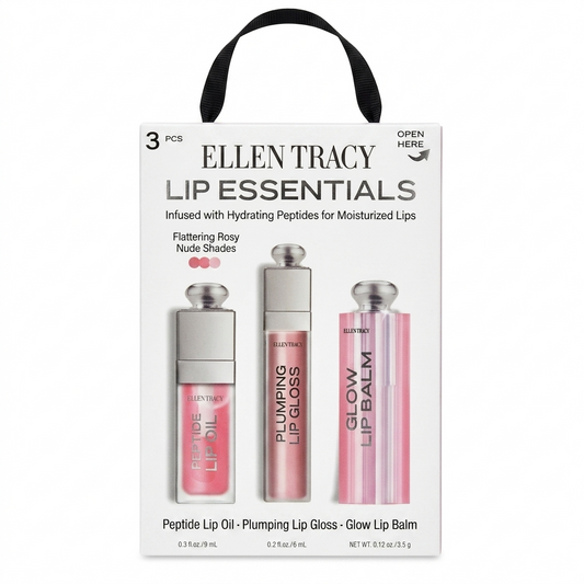 SET LABIAL ESSENTIALS LIP OIL, GLOSS Y BALSAMO
