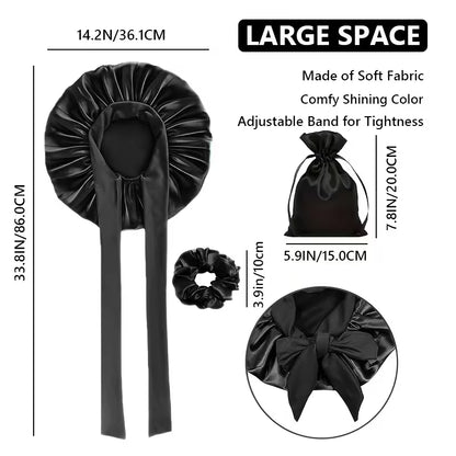 SET GORRO SATIN, SCRUNCHIES Y SAQUITO