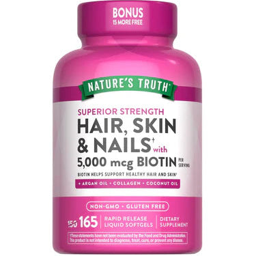 CAPSULSA CABELLO, PIEL Y UÑAS CON BIOTINA 5000MCG 165 UND