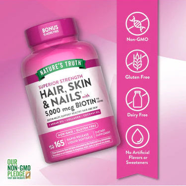 CAPSULSA CABELLO, PIEL Y UÑAS CON BIOTINA 5000MCG 165 UND