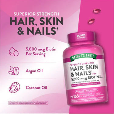 CAPSULSA CABELLO, PIEL Y UÑAS CON BIOTINA 5000MCG 165 UND
